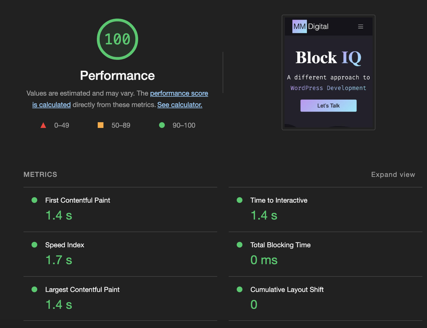 Block IQ Light House Scores